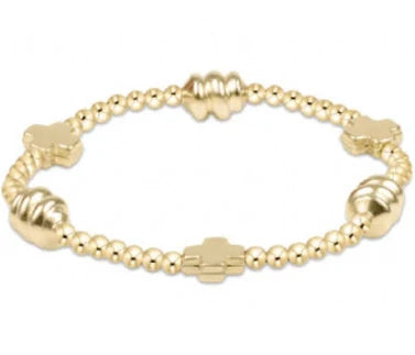 Signature Cross Admire Gold Pattern 3mm Bead Bracelet - Gold