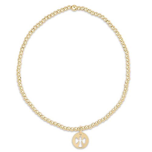 enewton Classic 2mm Bead Bracelet - Guardian Angel Small Gold Disc