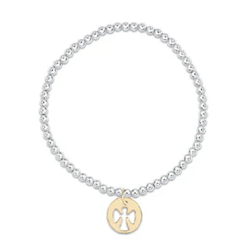 enewton Classic Sterling Mixed Metal 3mm Bead Bracelet - Guardian Angel Gold Disc