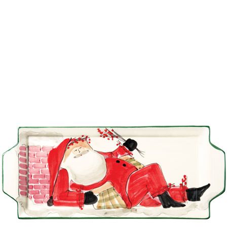 Vietri Old St. Nick Lounging Santa Narrow Rectangular Platter