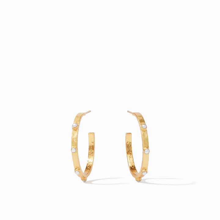 Julie Vos Crescent Stone Hoop Earring, Pearl