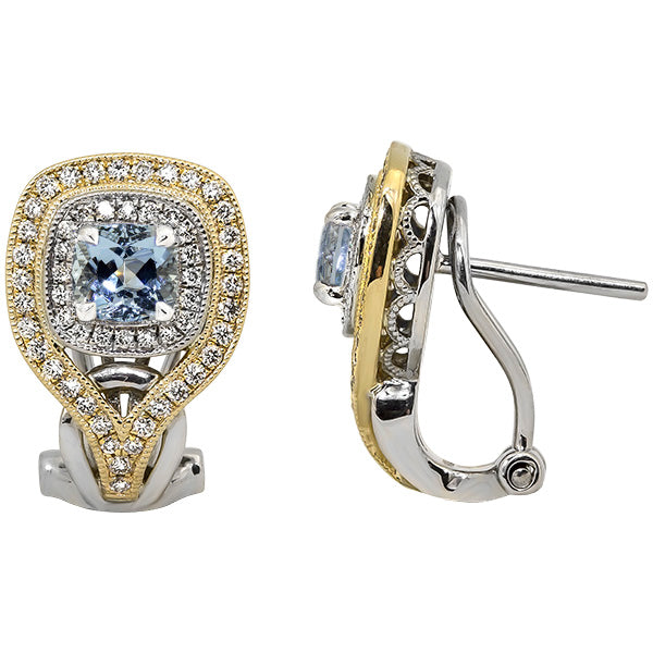 Aquamarine and Diamond Mix Metal Earrings
