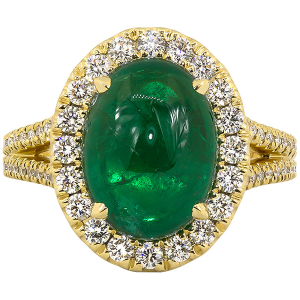 Emerald and Diamond Cocktail Ring, 18 karat yellow gold