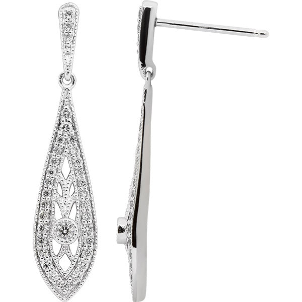 Estate Inspired White Gold Diamond Earrings