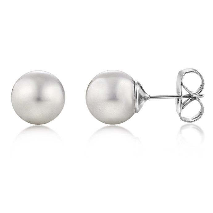 10mm White Pearl Stud Earring in Rhodium