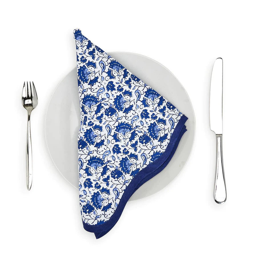 Chinoiserie Blue Floral Napkins, Set of 4