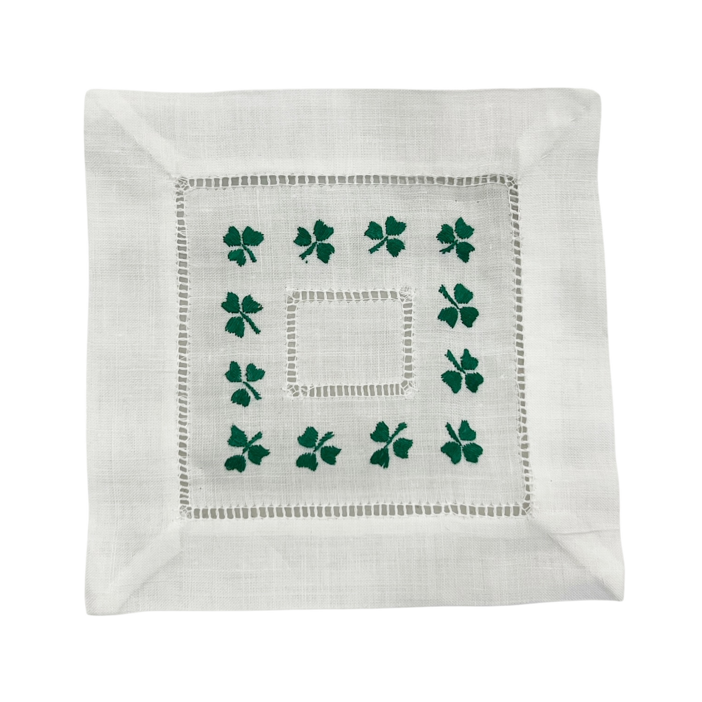 Shamrock Embroidered Cocktail Napkins, Set of 4