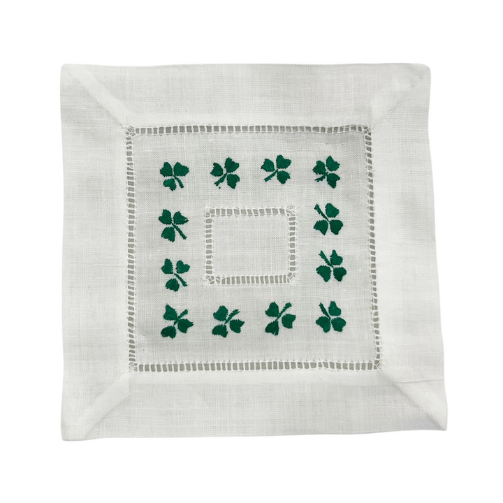 Shamrock Embroidered Cocktail Napkins, Set of 4