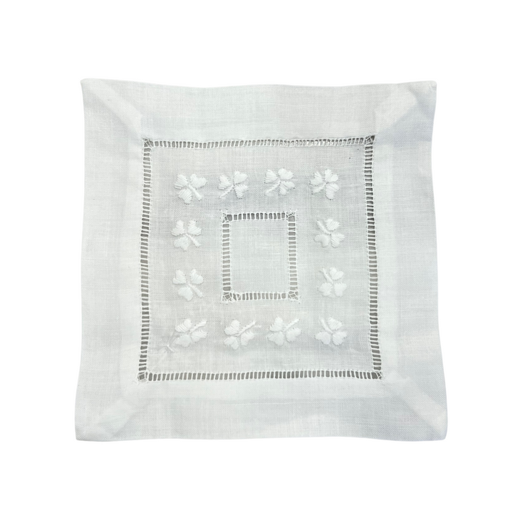 Shamrock Embroidered Cocktail Napkins, Set of 4