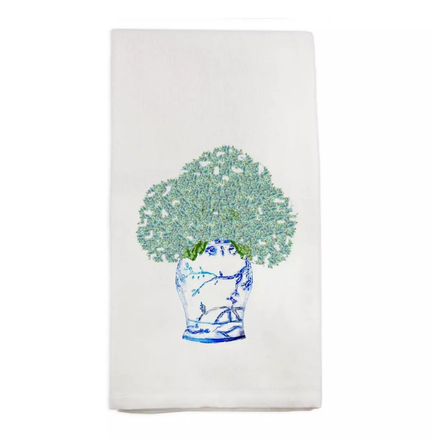 Blue White Jar with Hydrangeas Tea Towel