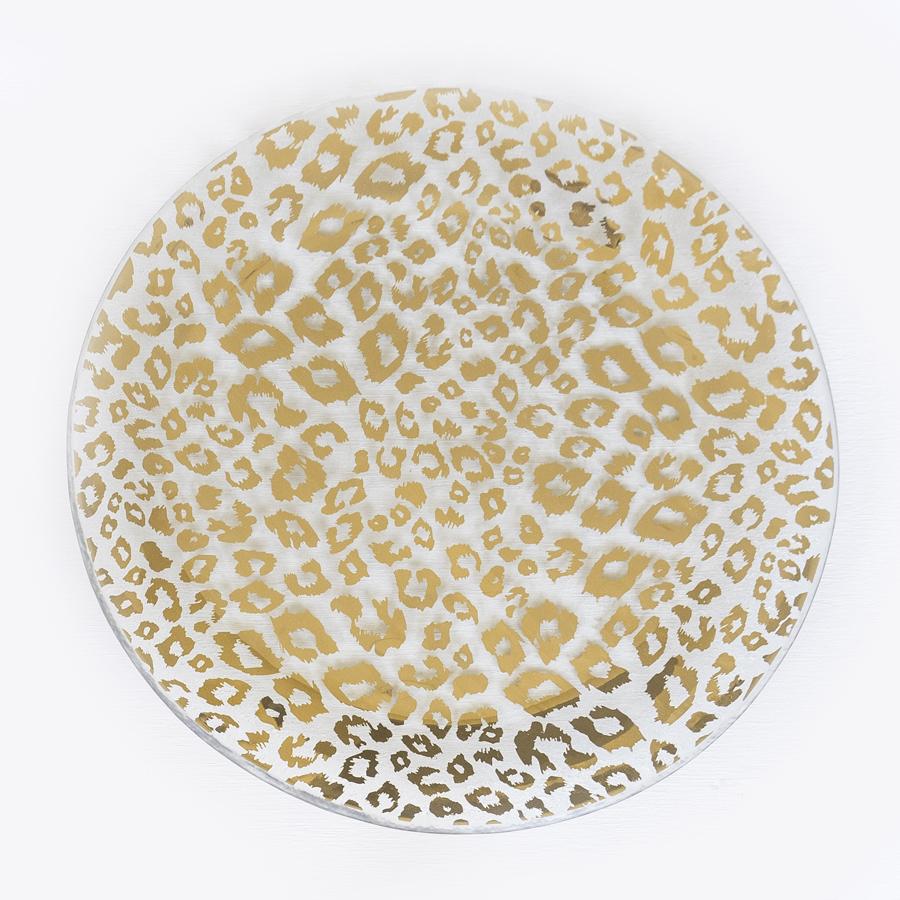 Annieglass Cheetah Round Plate