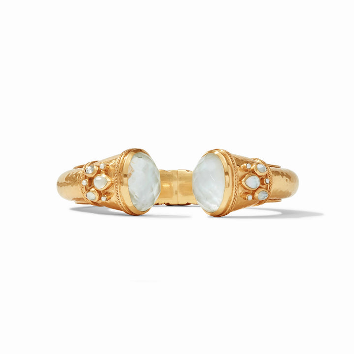 Julie Vos Cannes Cuff, Iridescent Clear Crystal with Pearl Accents