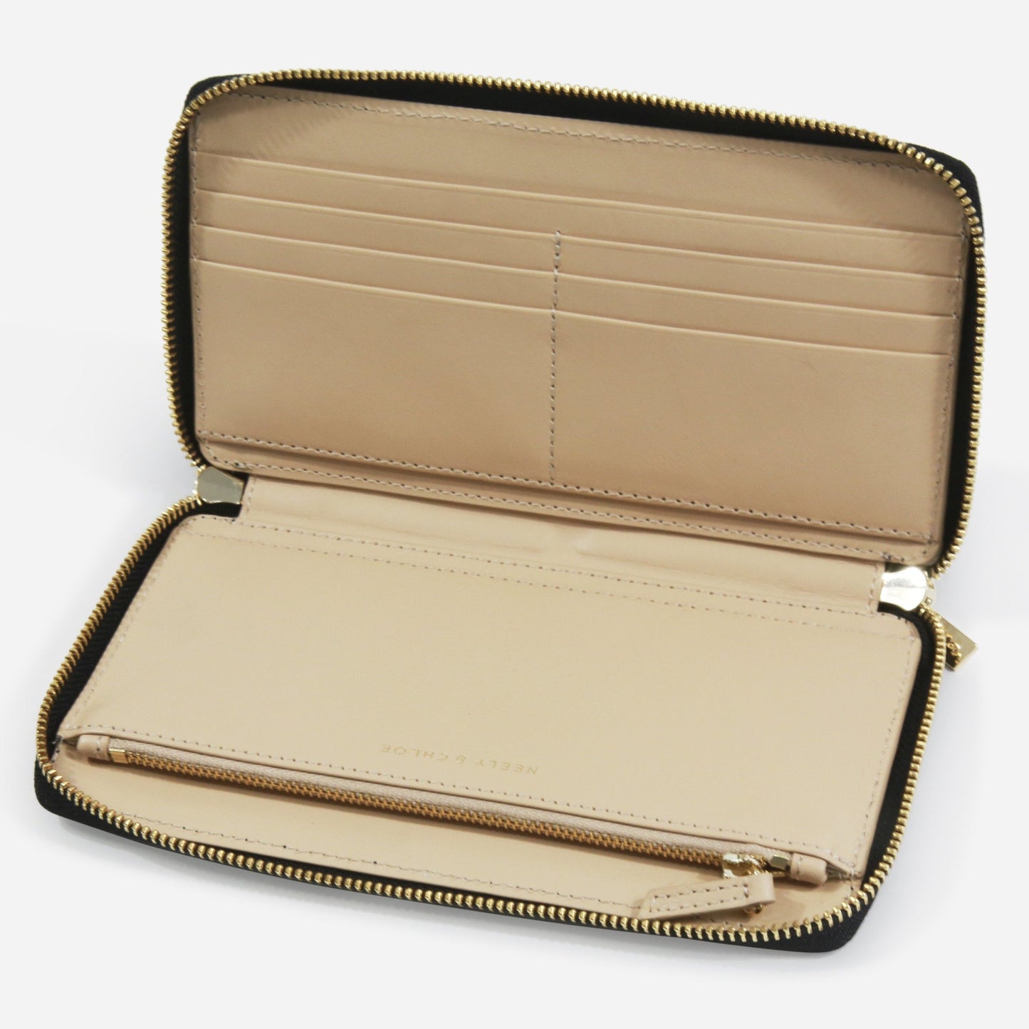 Neely and Chloe Zip Wallet-Black Pebble Leather