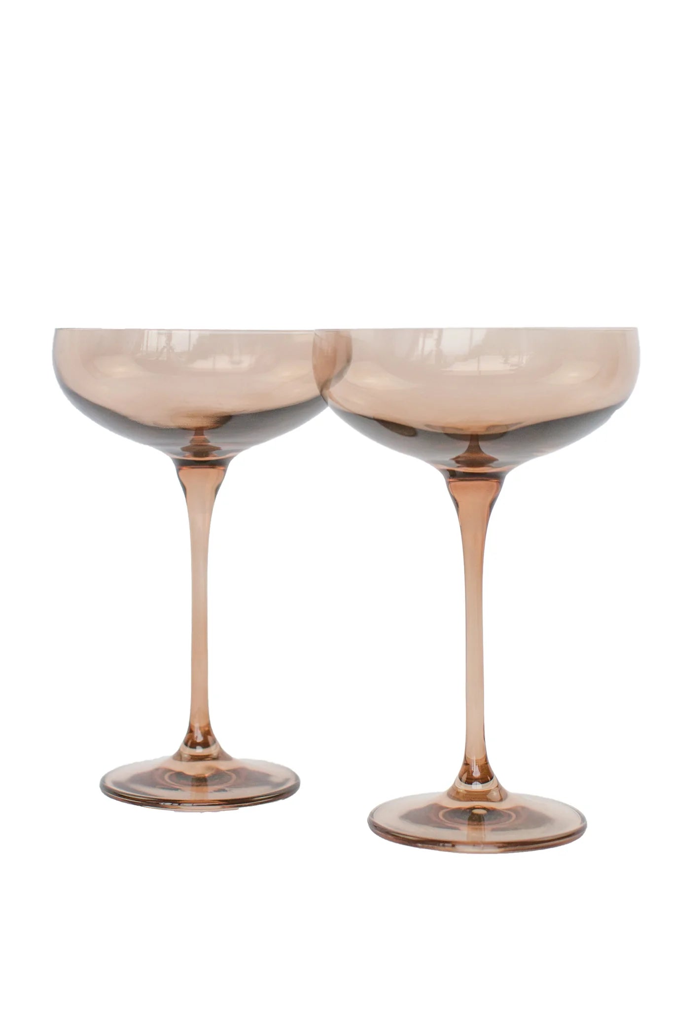 Estelle Colored Glass - Champagne Flutes - Set of 2 Amber Smoke