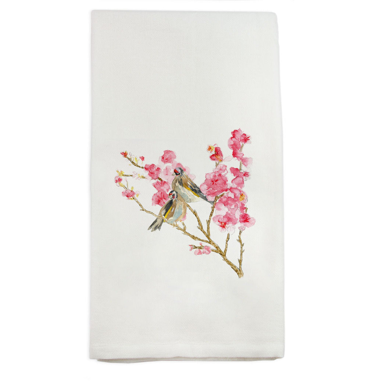 Cherry Blossom with Birds Tea Towel