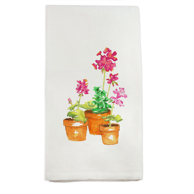 Pink Geranium Tea Towel