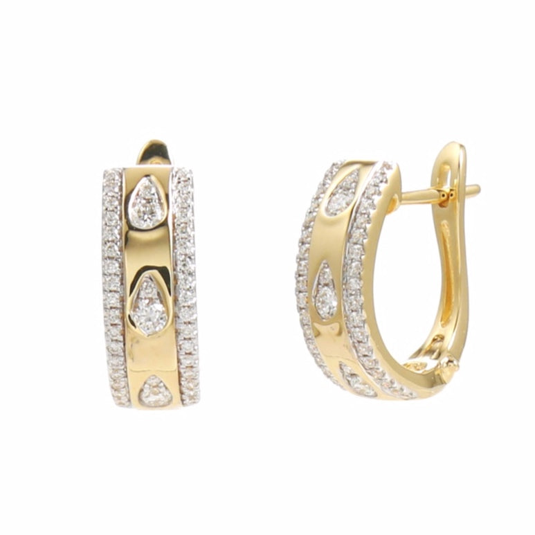 14K YG Diamond Huggie Earrings
