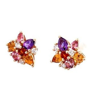 Pallette Citrine, Pink Tourmaline and Diamond Earrings