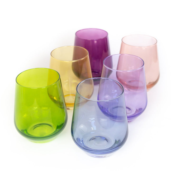 Estelle Colored Glass, Stemless Wine, Set of 6