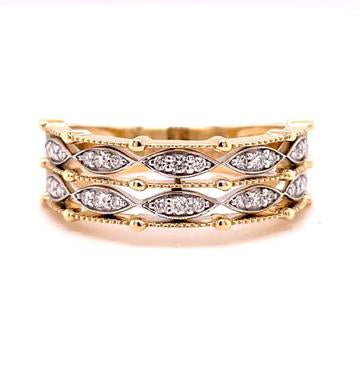 14K Two-ToneDiamond Ring, 30 Diamonds, .22ct