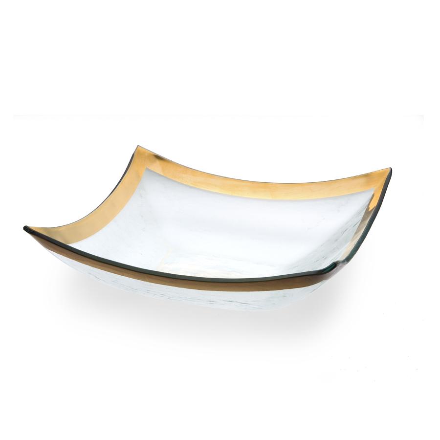 Annieglass Roman Antique Large Four Point Bowl, Gold
