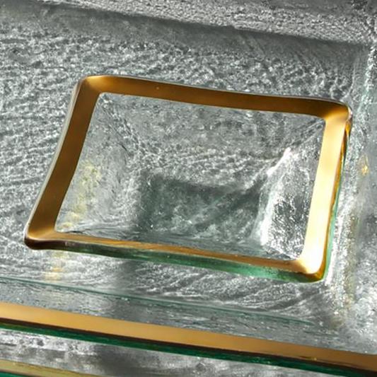 Annieglass Small Square Dish 5", Gold