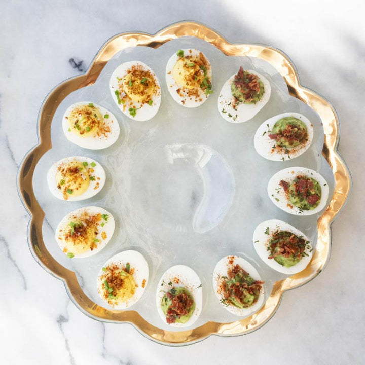 Annieglass Roman Antique Deviled Egg Platter, Gold