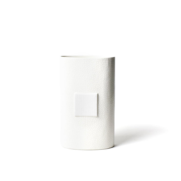 *SOLD AS IS, MAY HAVE CRAZING Happy Everything White Small Dot Big Oval Vase