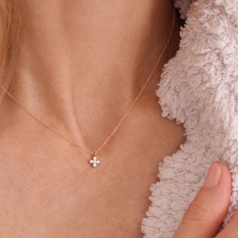 Enewton 14kt Gold and Diamond Signature Cross Necklace