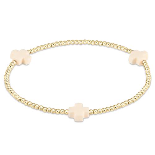 enewton Signature Cross Gold Pattern 2mm Bead Bracelet