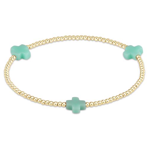 enewton Signature Cross Gold Pattern 2mm Bead Bracelet