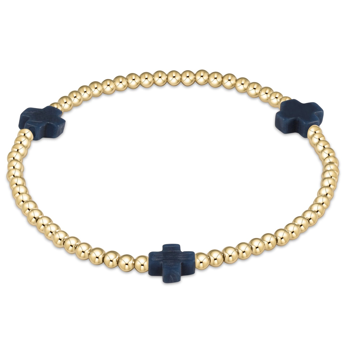 enewton Signature Cross Gold Pattern 3mm Bead Bracelet
