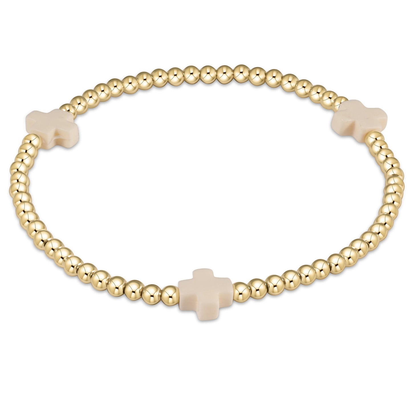 enewton Signature Cross Gold Pattern 3mm Bead Bracelet