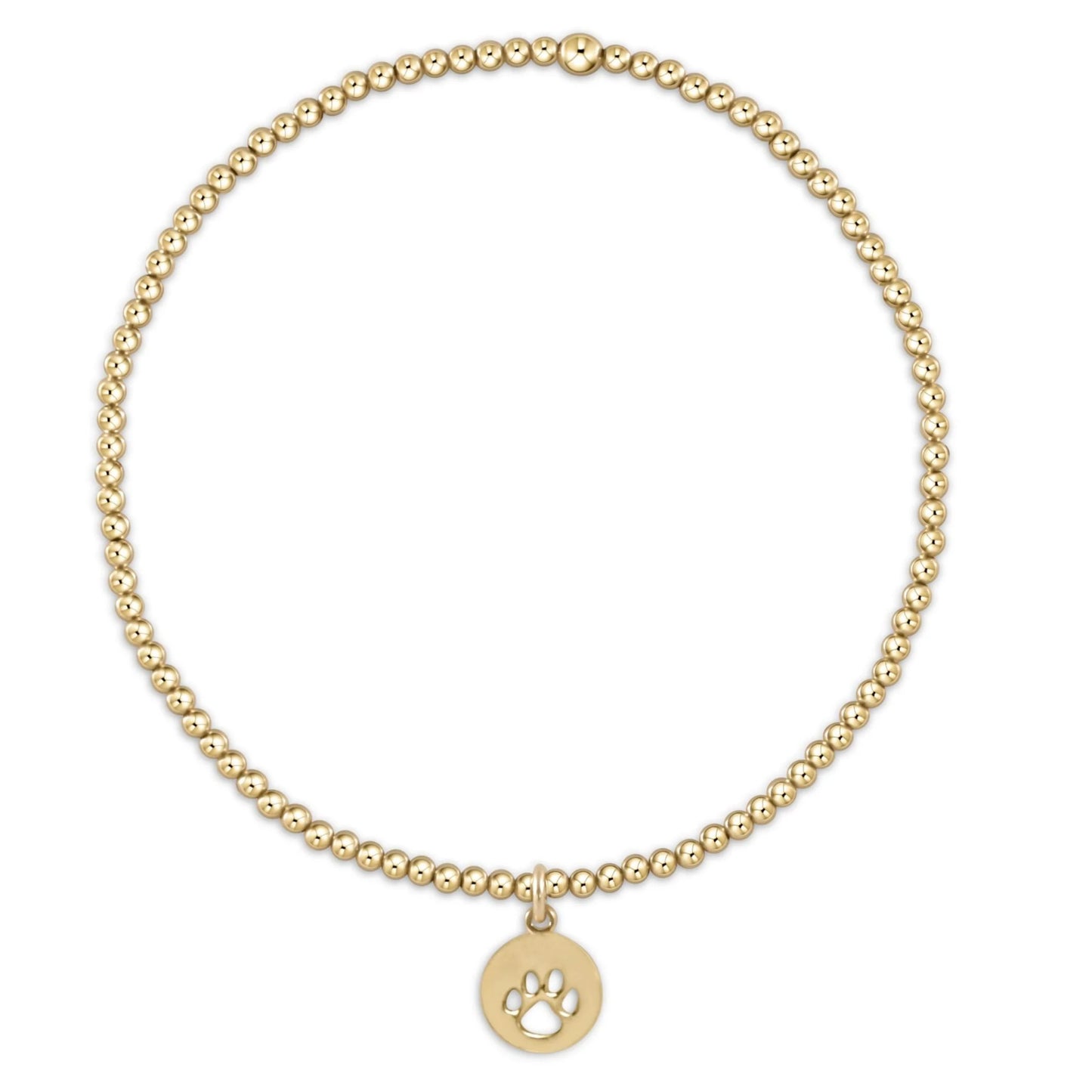 enewton Egirl Classic 2mm Bead Bracelet Gold - Paw Print Small Gold Disc