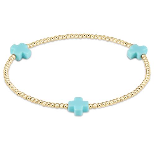 enewton Signature Cross Gold Pattern 2mm Bead Bracelet