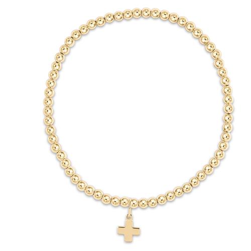 enewton Extends - Classic Gold 3mm Bead Bracelet - Signature Cross Gold Charm