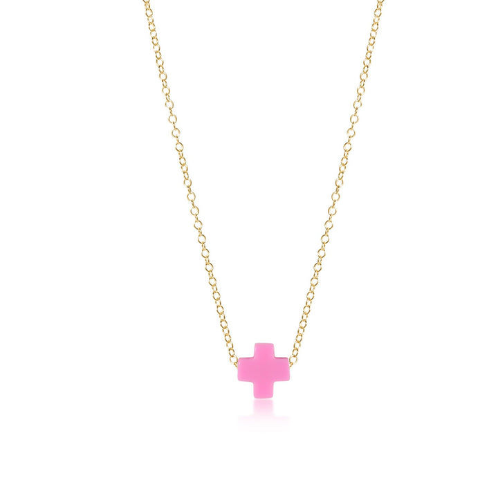 enewton 16" necklace gold - signature cross, Bright Pink