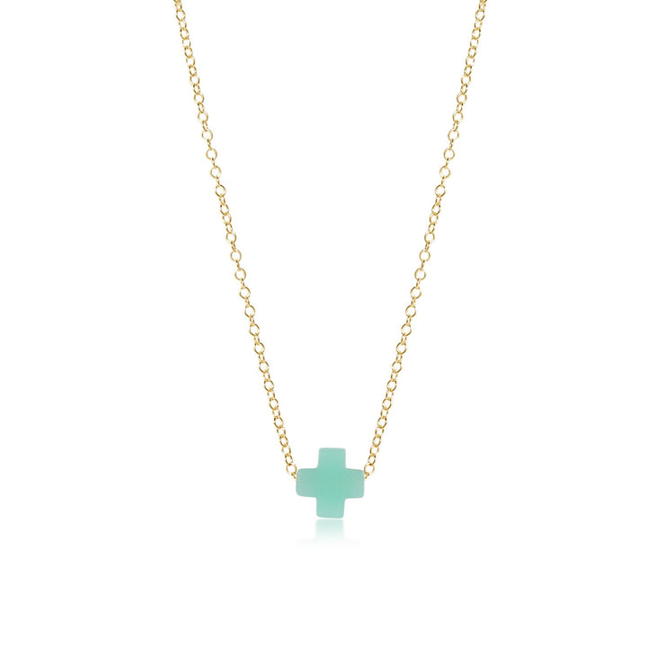 ENEWTON Signature Cross Necklace Mint 16"