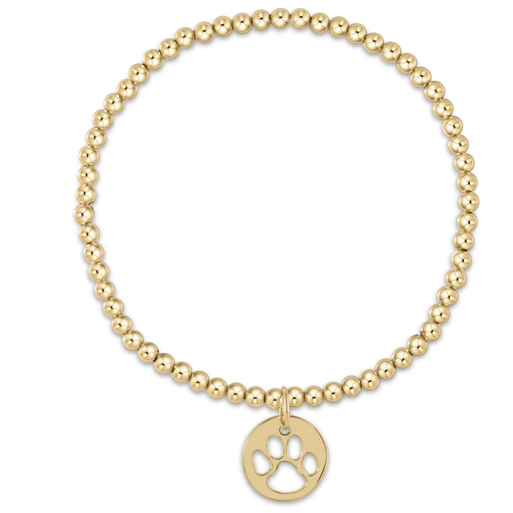 enewton Classic 3mm Bead Bracelet Gold - Paw Print Gold Disc