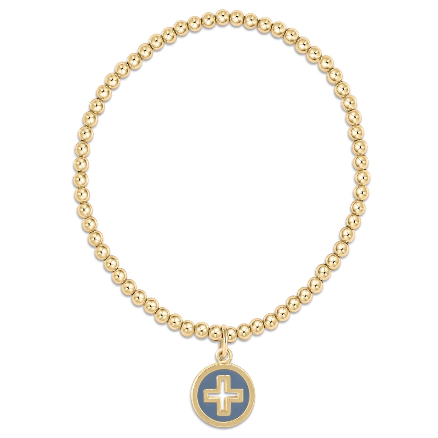 enewton Classic Gold 3mm Bead Bracelet - Signature Cross Gold Disc