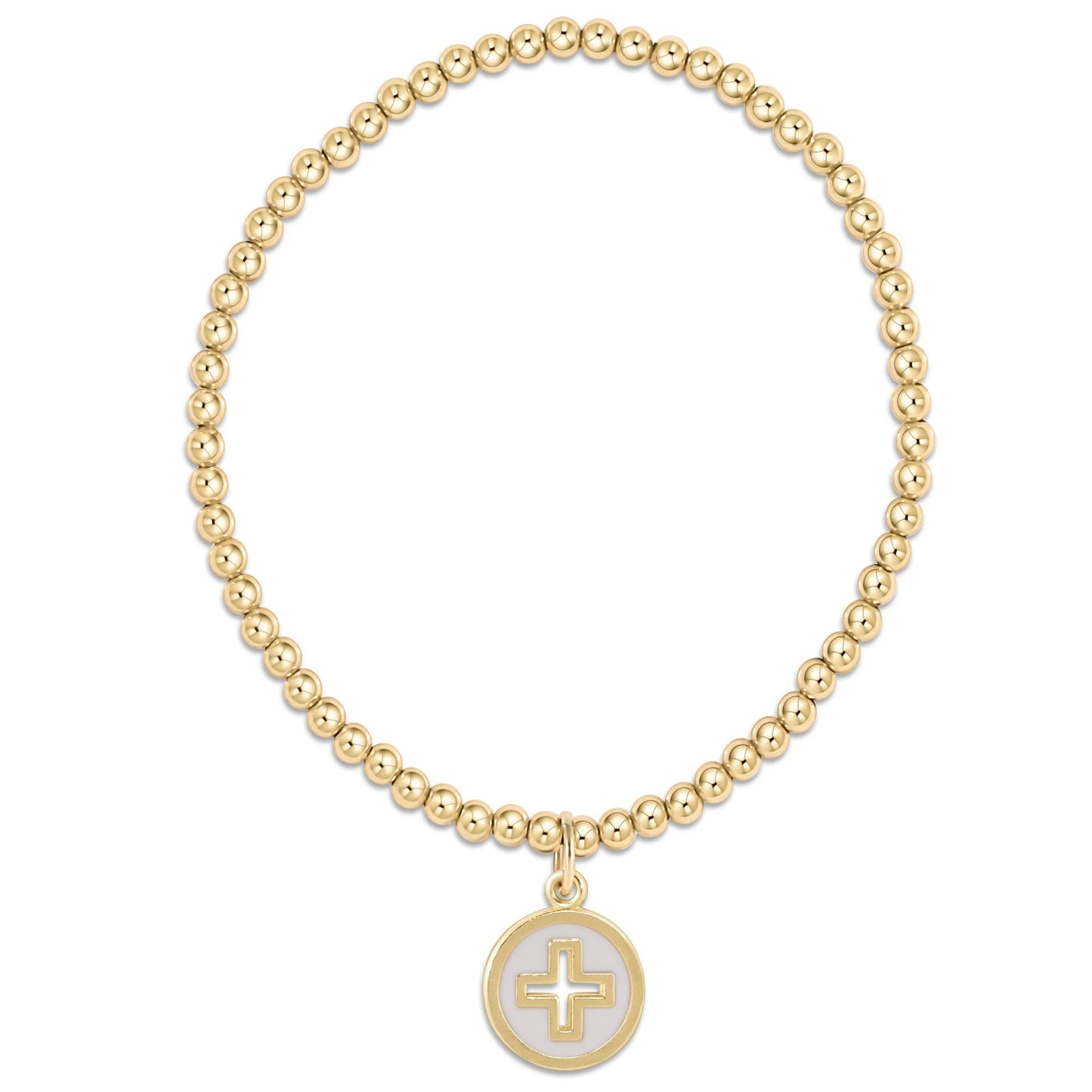enewton Classic Gold 3mm Bead Bracelet - Signature Cross Gold Disc