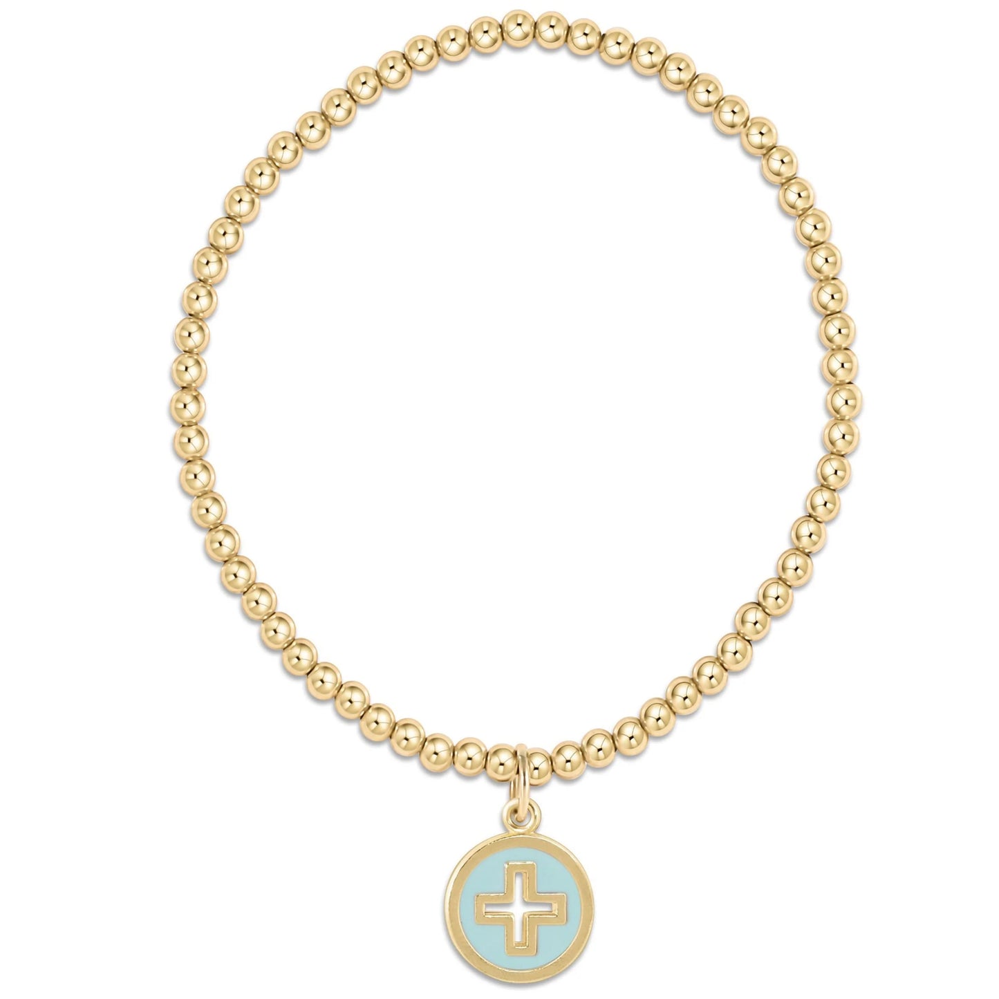 enewton Classic Gold 3mm Bead Bracelet - Signature Cross Gold Disc