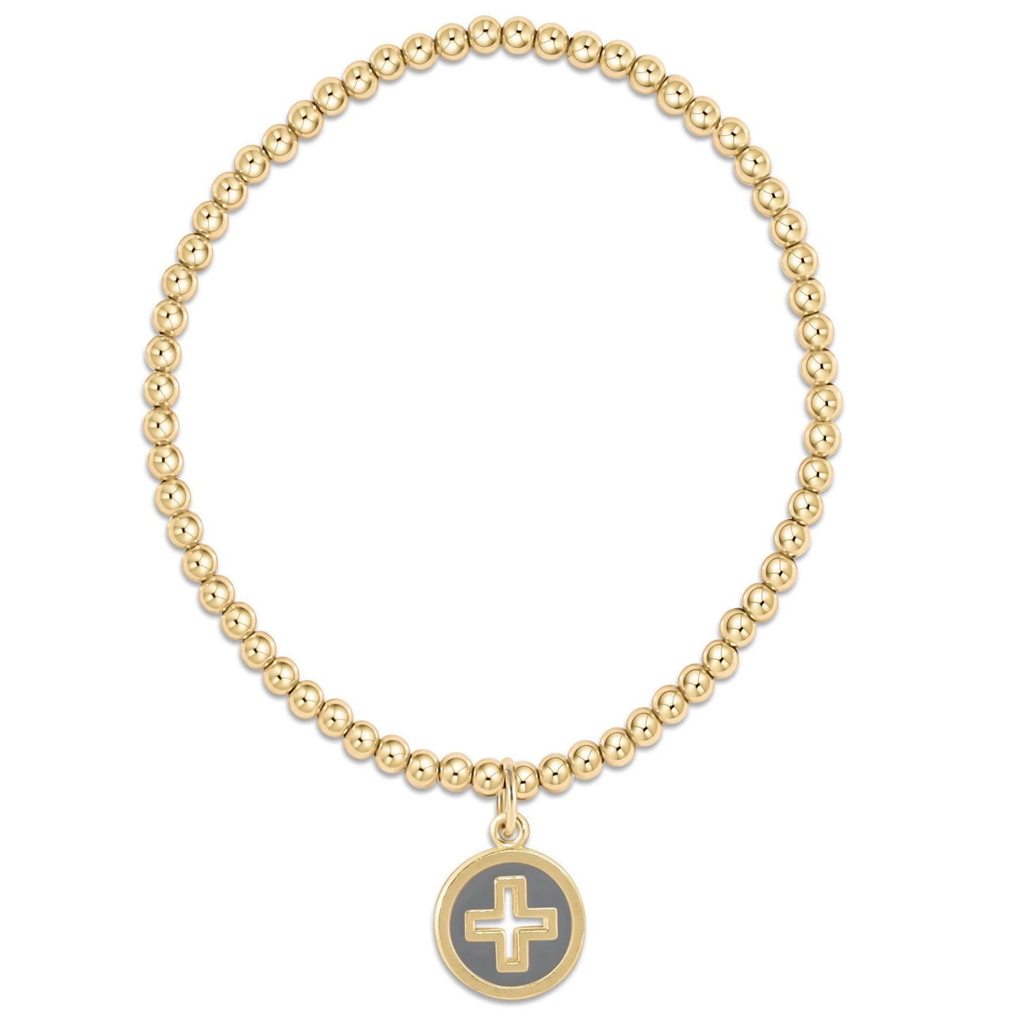 enewton Classic Gold 3mm Bead Bracelet - Signature Cross Gold Disc
