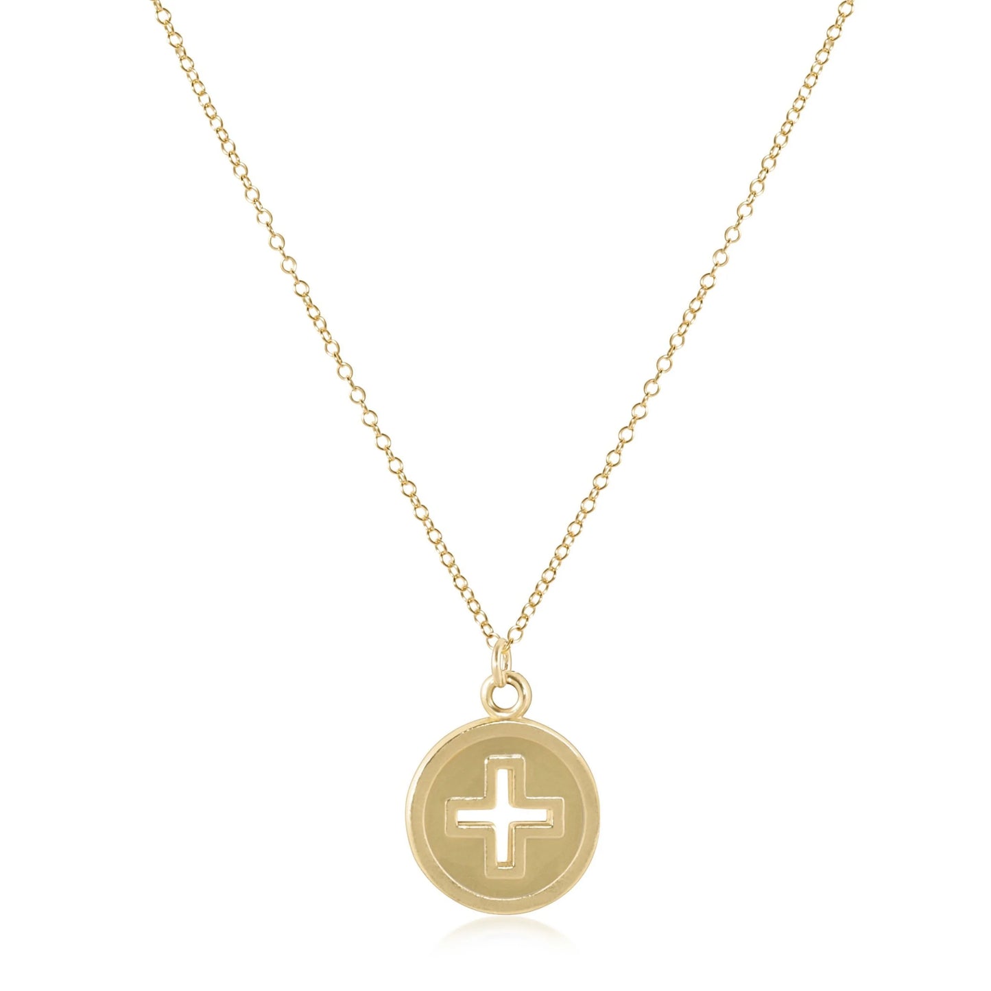 enewton 16" Necklace Gold - Signature Cross, Gold Disc