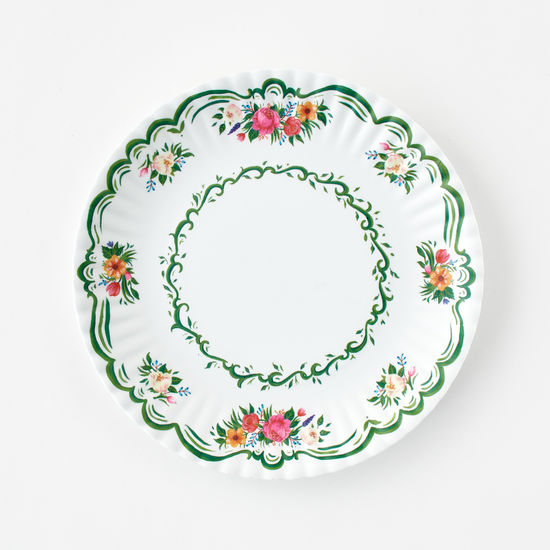 Floral "Paper" Plate, Melamine Dinner Plate, Set of 4