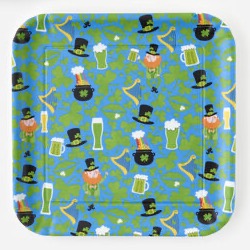 St. Patricks Leprechaun Square Melamine Platter 12"