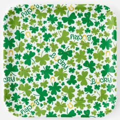 St. Patricks Shamrock Square Melamine Platter 12"