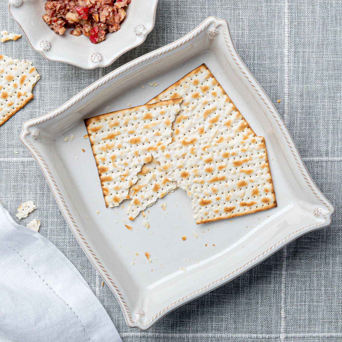 Juliska Berry & Thread Matzoh Plate, Whitewash