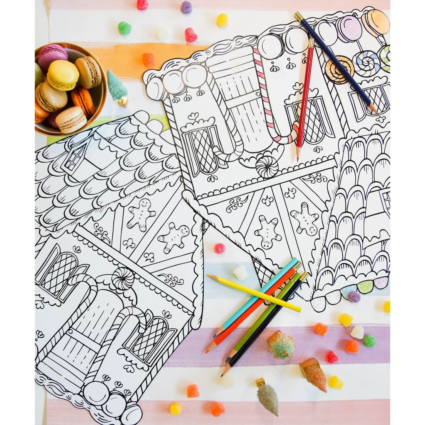 Hester and Cook Die Cut Gingerbread House Coloring Placemat