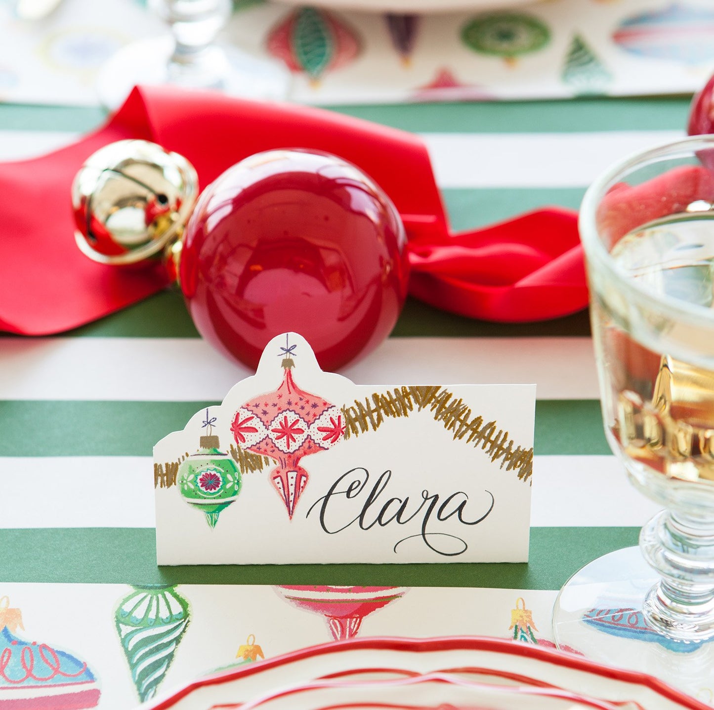 Hester and Cook Ornaments Place Card